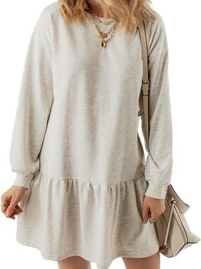 Amazon Light Gray Heather Sweatshirt Mini Dress